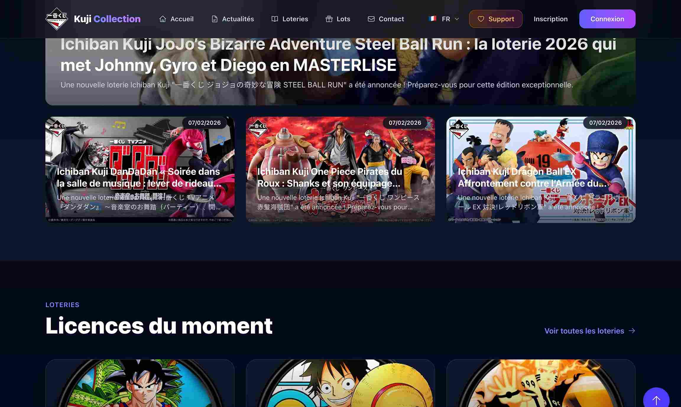 Section actualités homepage