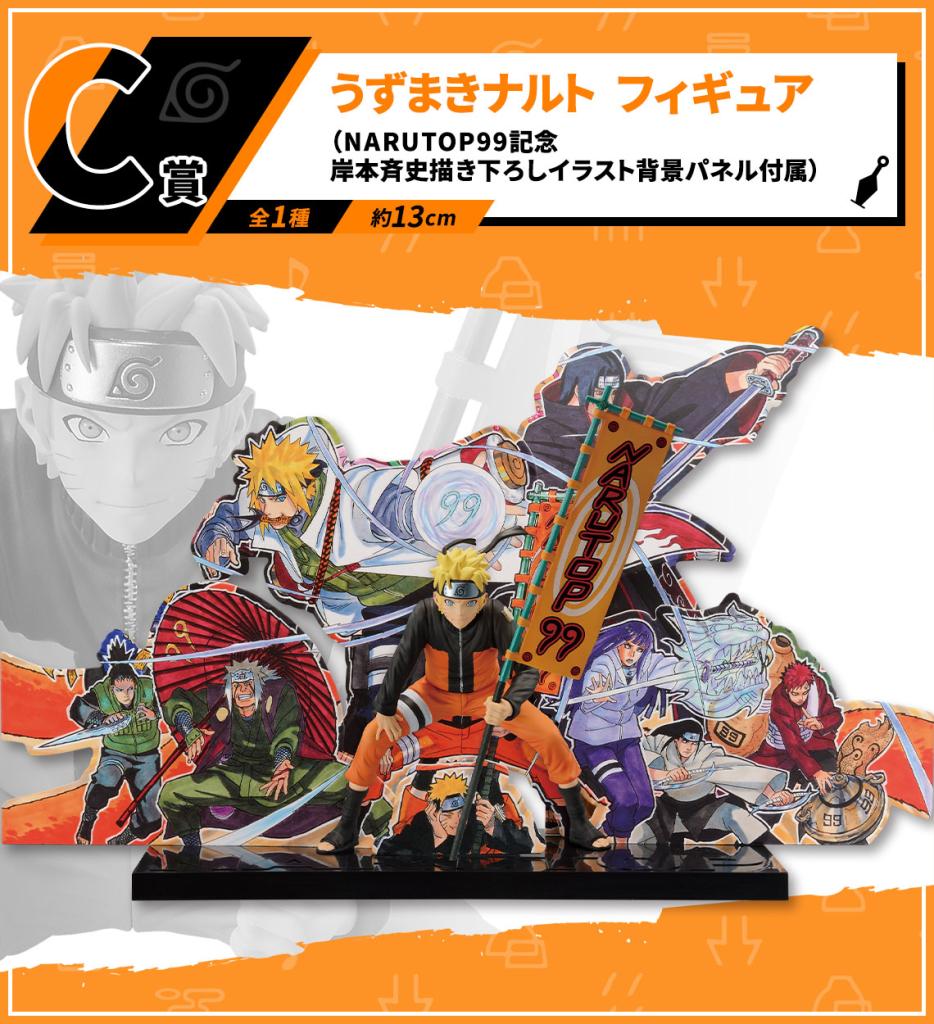 Uzumaki Naruto Figure (with background panel featuring the NARUTOP99 commemorative illustration by Masashi Kishimoto)